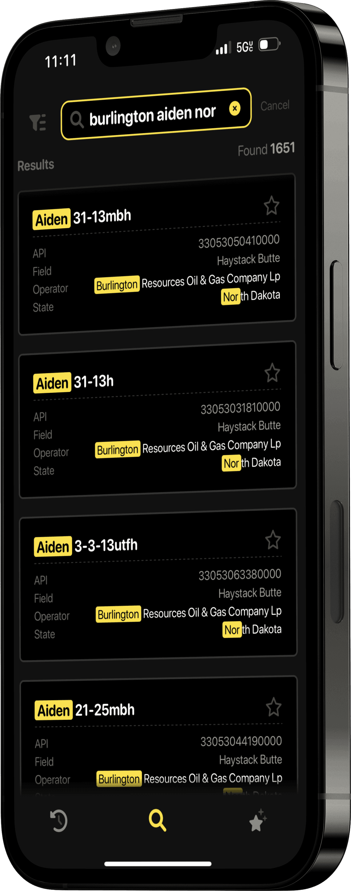 Navo App - Oil & gas well search preview